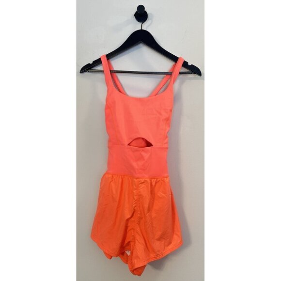 FREE PEOPLE Movement Righteous Runsie in Neon Coral Size Small NWT - Picture 4 of 14